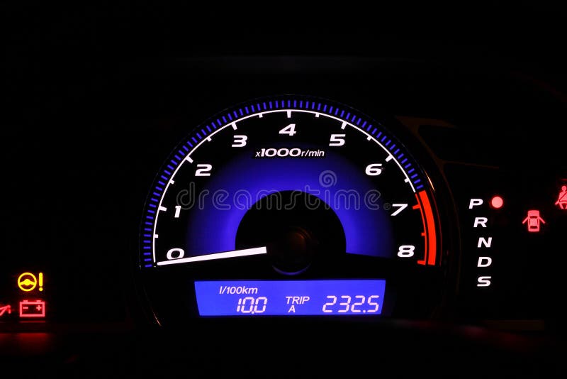 Illuminated speedometer royalty free stock photos