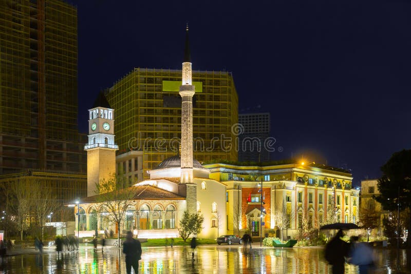 Illuminated view of Ethem Bey Mosque, Albania