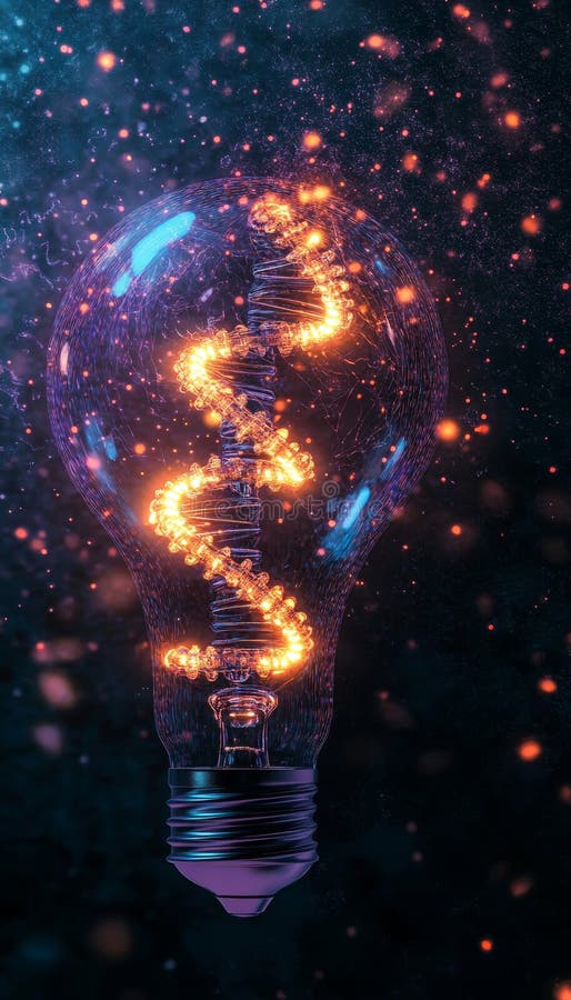 Illuminating Innovation A Light Bulb with DNA Helix Inside, Representing Scientific Discovery vector illustration