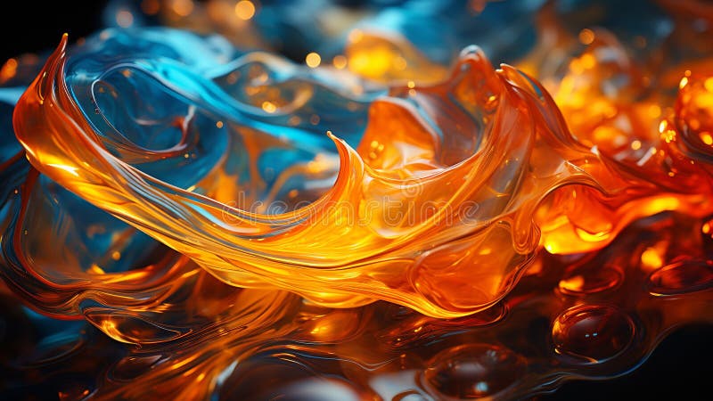 Illuminating Neon Turquoise and Fiery Orange Abstract Elegance Stock ...