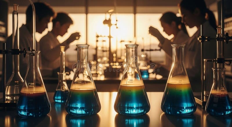 Illuminating scientific exploration: Fluid dynamics and laboratory investigation royalty free illustration