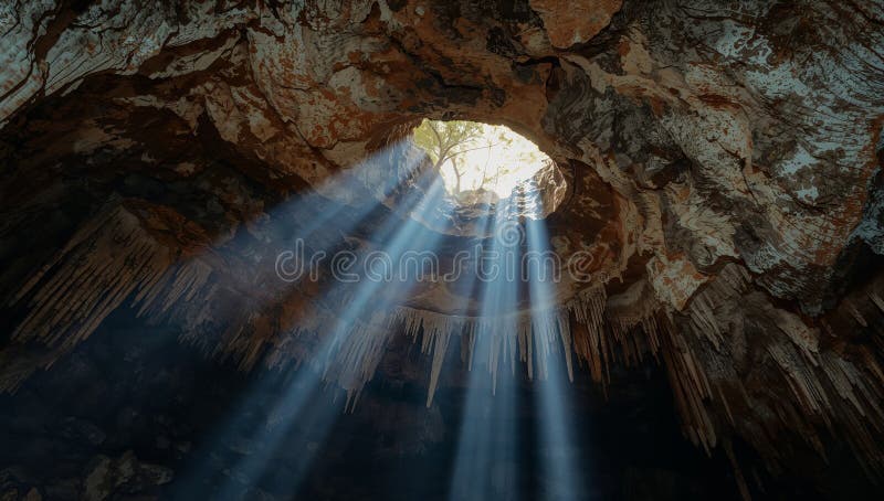 Illumination Chamber. A Study of Light and Texture in an Underground Space. stock photos