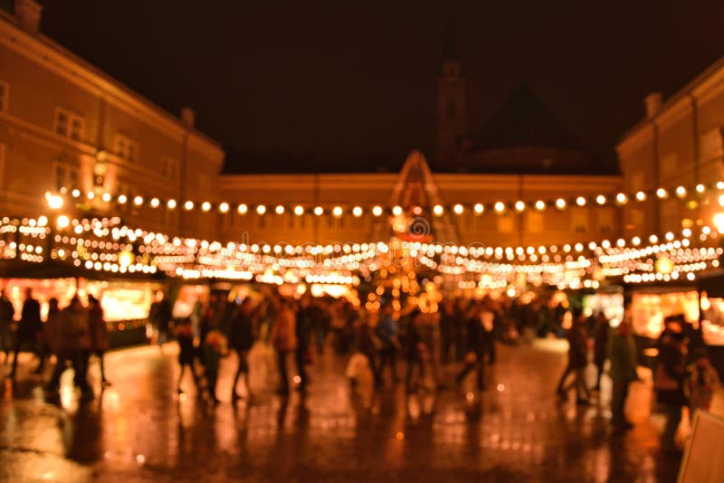 Christmas bokeh lights on Christmas market