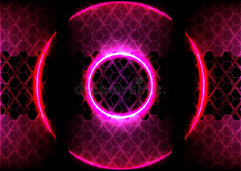 Illuminazione del cerchio e tecnologia astratte del fondo di esagono royalty illustrazione gratis Illuminazione del cerchio e tecnologia astratte del fondo di esagono royalty illustrazione gratis