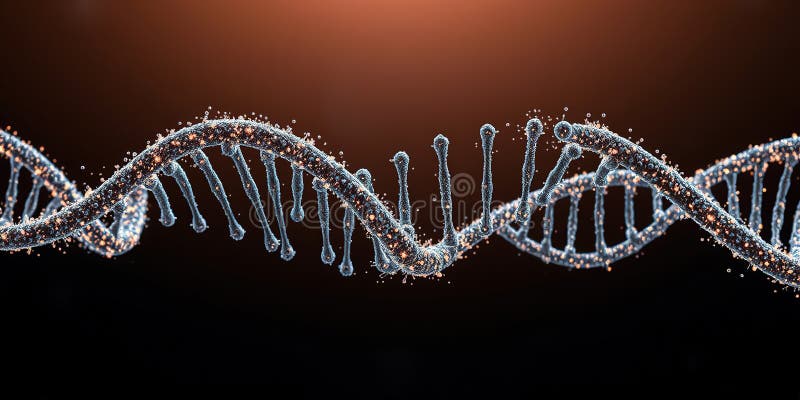 Illuminazione della danza intricata del DNA una rappresentazione di particelle luminose dell'elica doppia per la scienza illustrazione vettoriale