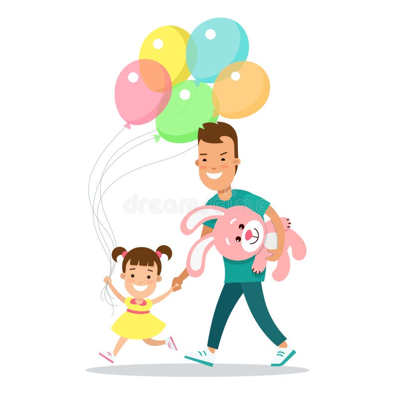 Illus plano del parenting del padre de los niños de la familia stock de ilustración Illus plano del parenting del padre de los niños de la familia stock de ilustración