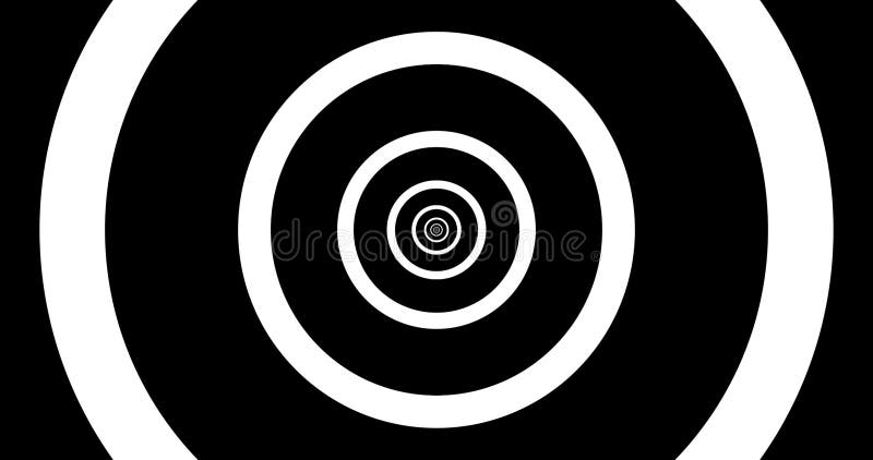 Illusion circle animation on black background, black and white color stock illustration