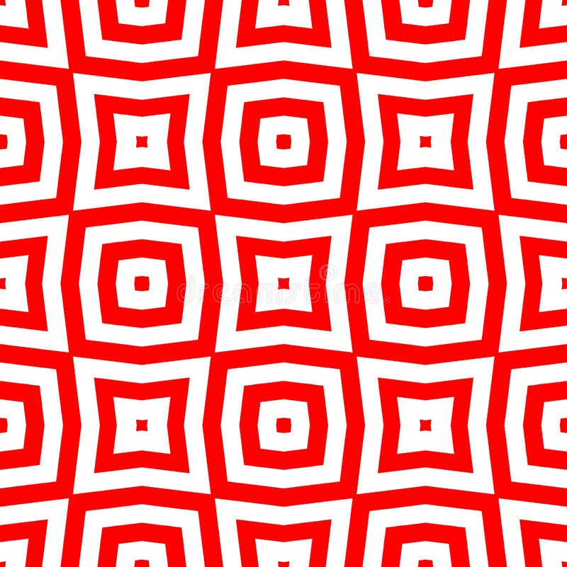 Illusione ottica catadiottrica linee psichedeliche e quadratini concentrici che ripetono pattern senza soluzione di continuità. illustrazione di stock