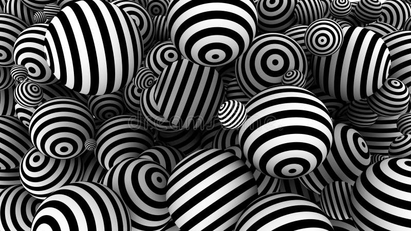 Illusive Black and White 3d Spheres Stock Illustration - Illustration ...