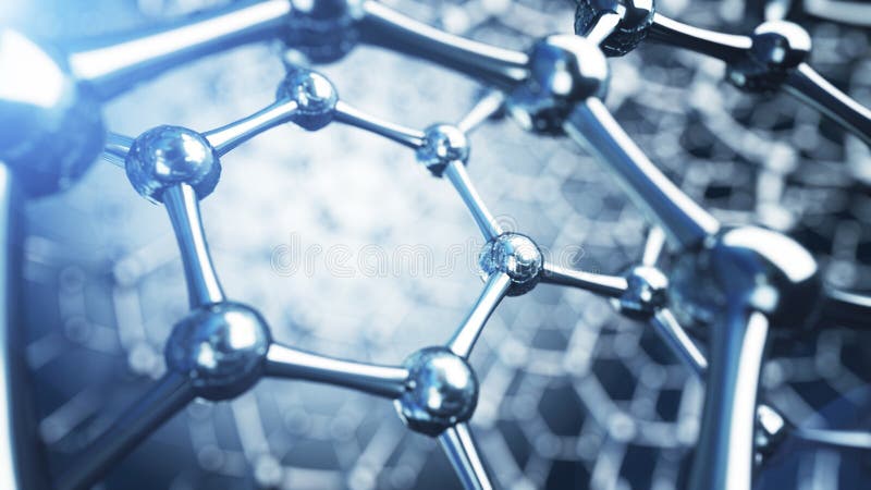 3d illusrtation of graphene molecules. Nanotechnology background illustration. 3d illusrtation of graphene molecules. Nanotechnology background illustration