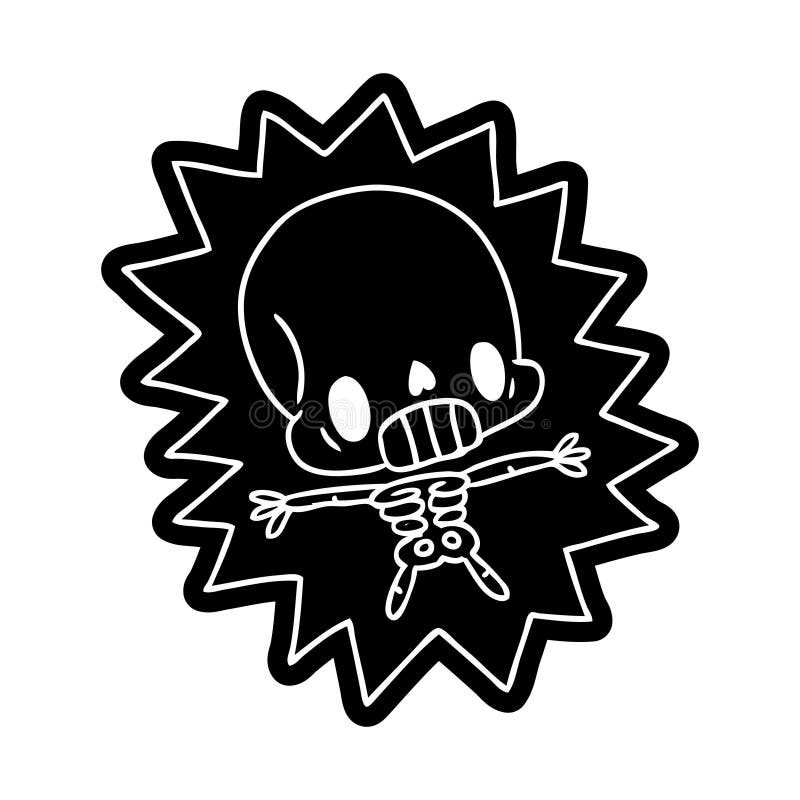 cartoon icon kawaii electrocuted skeleton
