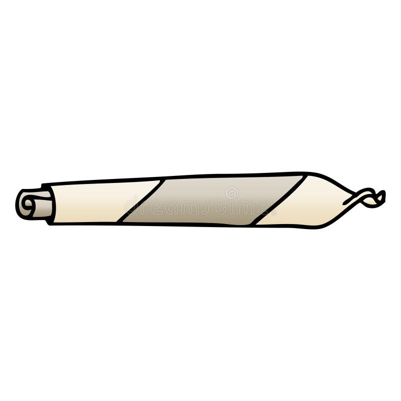 gradient shaded quirky cartoon rolled up joint