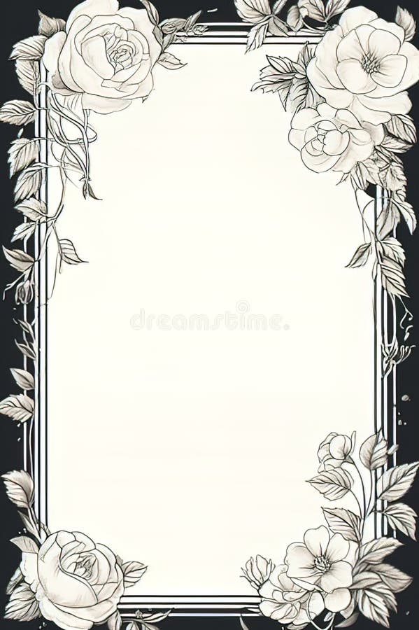 An Illustrated Notepad, Thick Writing Lines, with Beautiful White Rose ...