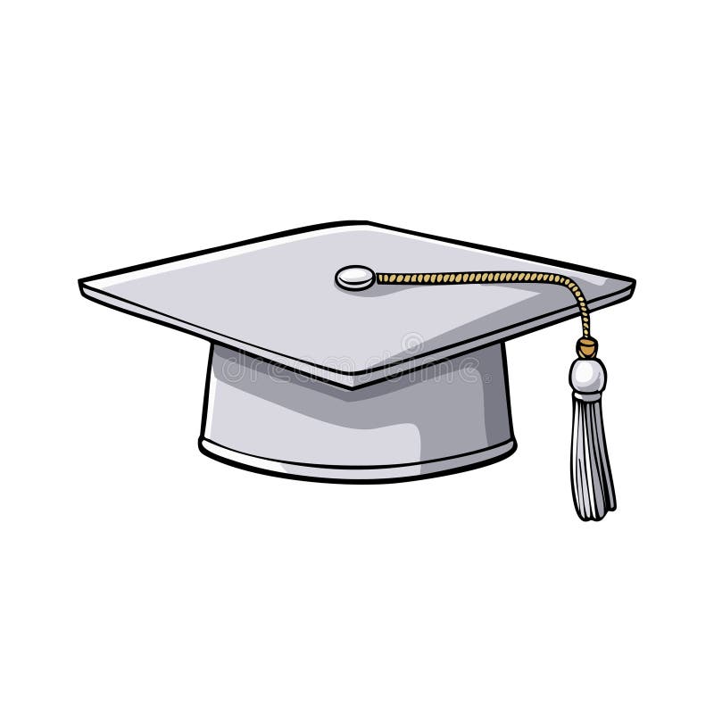 Illustrated Silver Graduation Cap with Tassel Celebrating Academic Success royalty free illustration