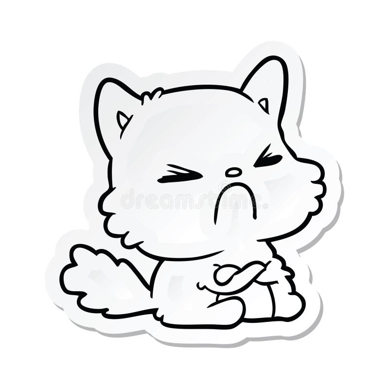 sticker of a cartoon angry cat