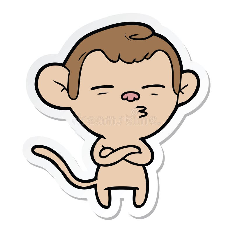 Sticker of a Cartoon Suspicious Monkey Stock Vector - Illustration of ...