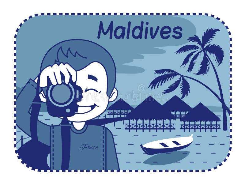 Illustratie met houten bungalowwen in de Maldiven vector illustratie Illustratie met houten bungalowwen in de Maldiven vector illustratie