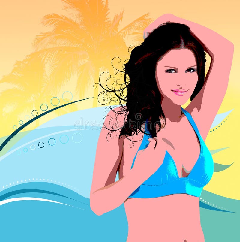 Illustratie van een bikini model stock illustratie