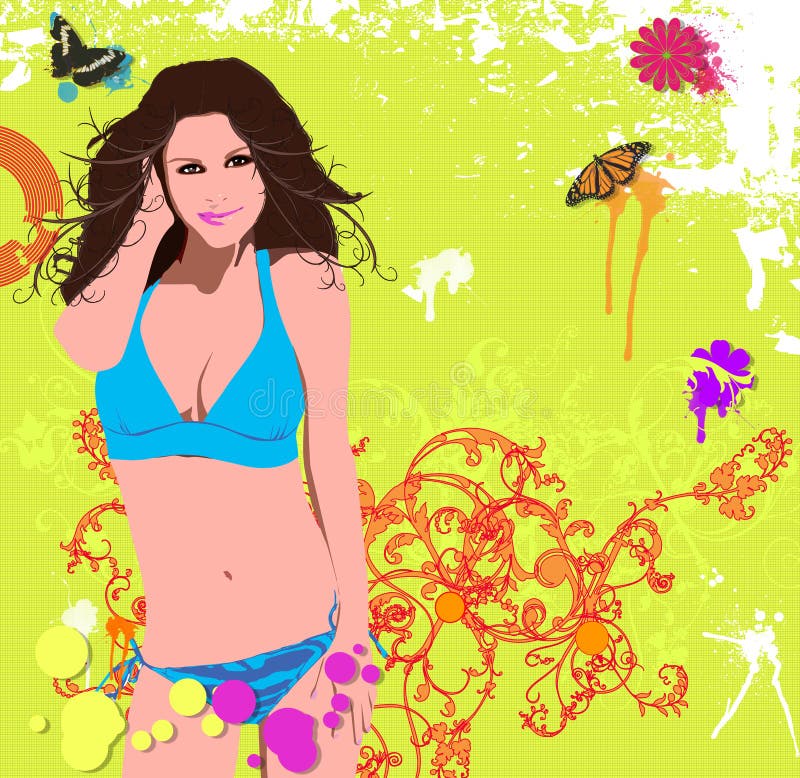 Illustratie van een mooie vrouw stock illustratie