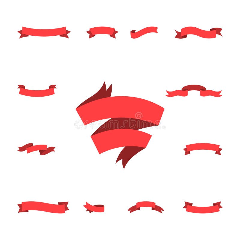 Illustratie van een reeks decoratieve linten Het grote openen, rode streep, het winkelen Het concept decoratie Vector vector illustratie Illustratie van een reeks decoratieve linten Het grote openen, rode streep, het winkelen Het concept decoratie Vector vector illustratie
