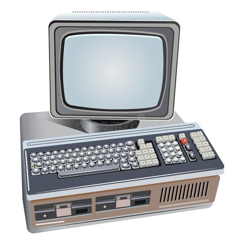 Illustratie van een geïsoleerde retrocomputer vector illustratie