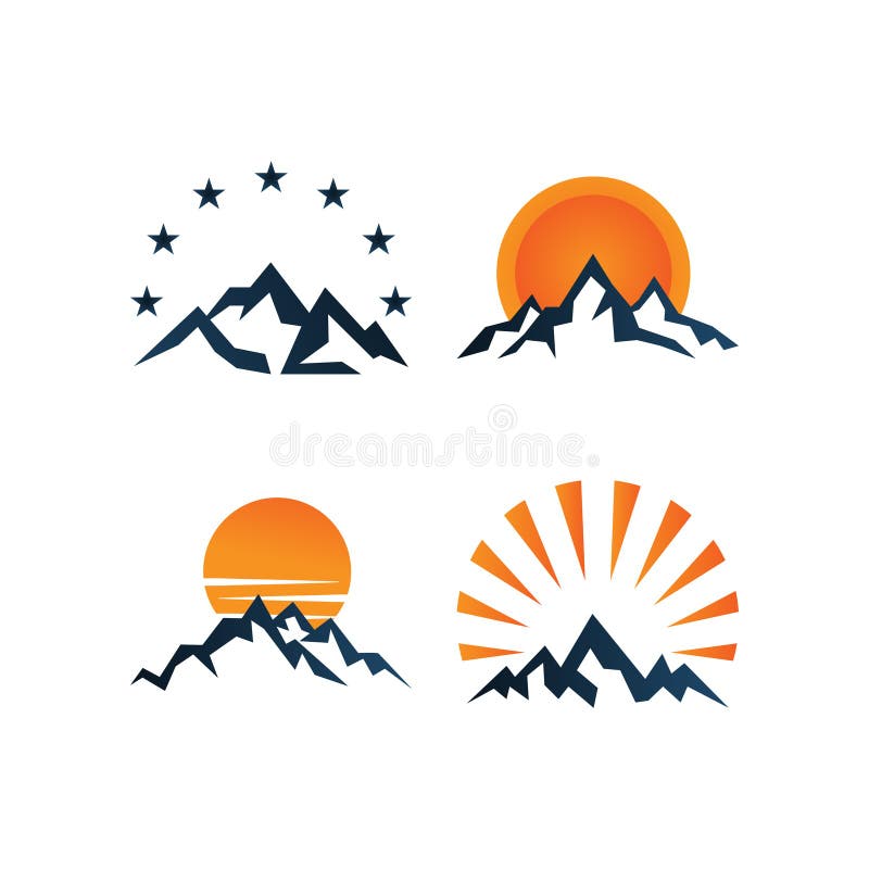 Illustratie van het ontwerpmalplaatje van het bergembleem stock illustratie Illustratie van het ontwerpmalplaatje van het bergembleem stock illustratie