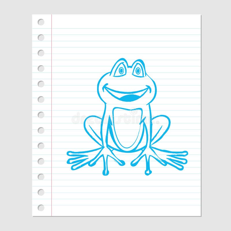 Illustratie van Kikkerbeeldverhaal op document blad - Vectorillustratie stock illustratie Illustratie van Kikkerbeeldverhaal op document blad - Vectorillustratie stock illustratie