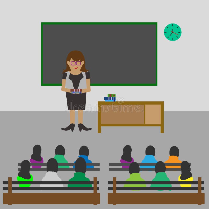 Illustratie van Klaslokaal met de studenten van het Lezingsonderwijs, Concept klaslokaal vector illustratie Illustratie van Klaslokaal met de studenten van het Lezingsonderwijs, Concept klaslokaal vector illustratie