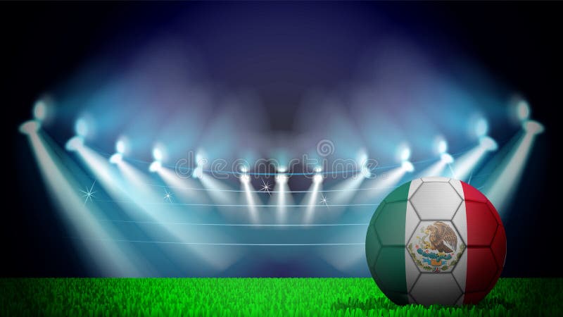 illustratie van realistische die voetbalbal in de nationale vlag van Mexico op aangestoken stadion wordt geschilderd De vector ka stock illustratie illustratie van realistische die voetbalbal in de nationale vlag van Mexico op aangestoken stadion wordt geschilderd De vector ka stock illustratie