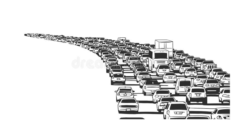 Illustratie van spitsuuropstopping op snelweg vector illustratie Illustratie van spitsuuropstopping op snelweg vector illustratie