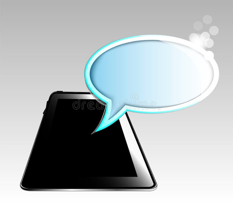 Illustratie van zwarte tablet met ballon vector illustratie Illustratie van zwarte tablet met ballon vector illustratie