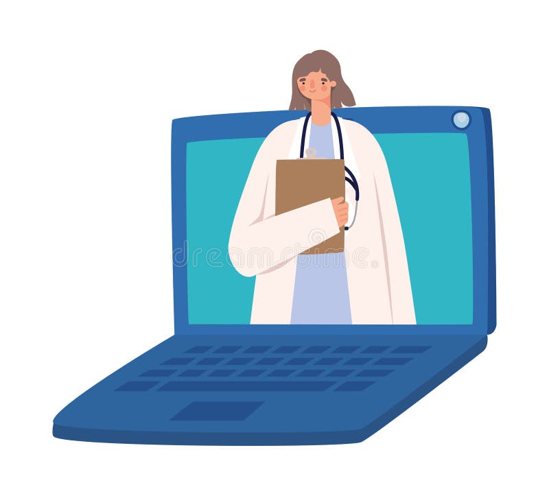 Illustratie virtuele vrouwelijke arts vector illustratie