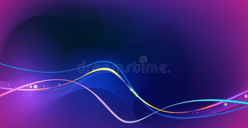 Illustration Abstract glowing, neon light effect, wave line, wavy pattern. Vector design communication techno on blue background. vector illustration Illustration Abstract glowing, neon light effect, wave line, wavy pattern. Vector design communication techno on blue background. vector illustration