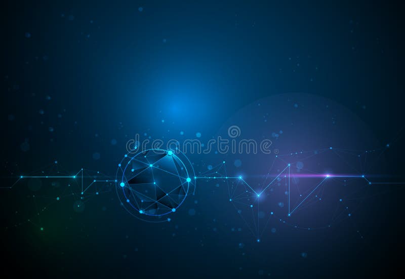 Illustration Abstract Molecules with Circles, Lines, Geometric, Polygon, Triangle pattern. Vector design network communication tec vector illustration