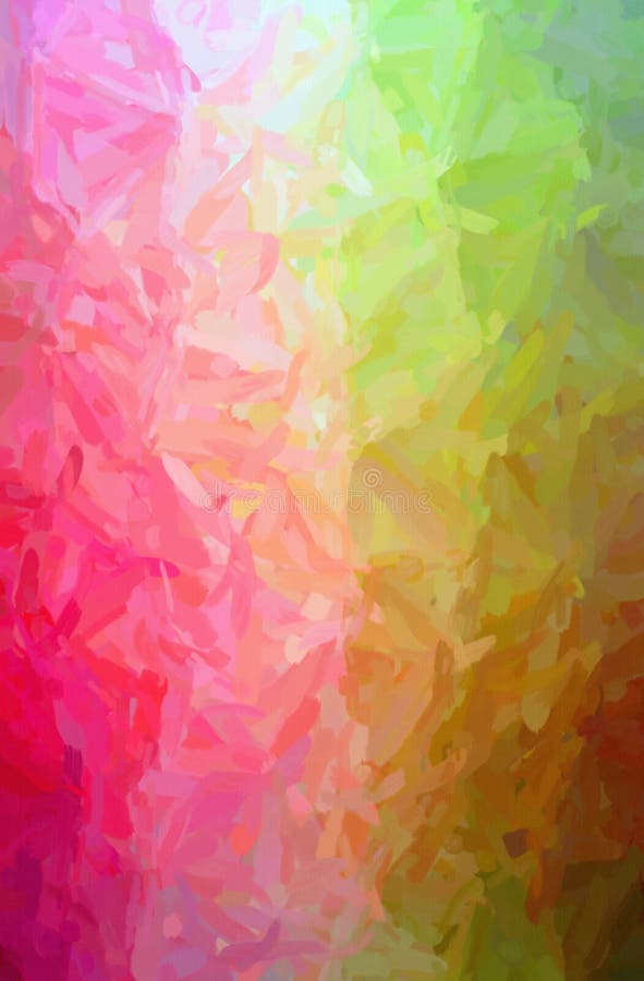 Illustration of Abstract Orange, Green, Yellow and Red Impressionist Impasto Vertical Background