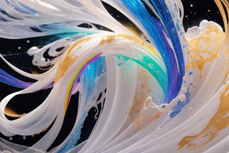 Illustration Abstraction of Flowing Materials of Different Colors, Ai