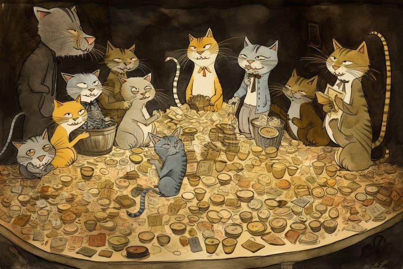 An adorable group of cats royalty free illustration