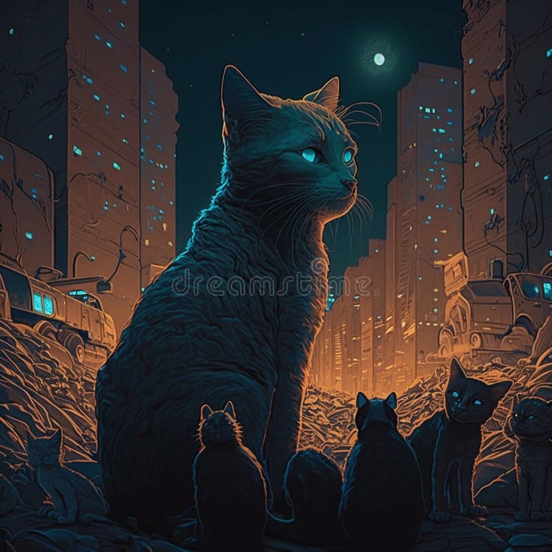 An adorable group of cats stock illustration