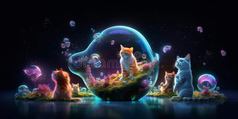 An adorable group of cats royalty free illustration