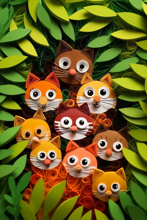 An adorable group of cats stock illustration