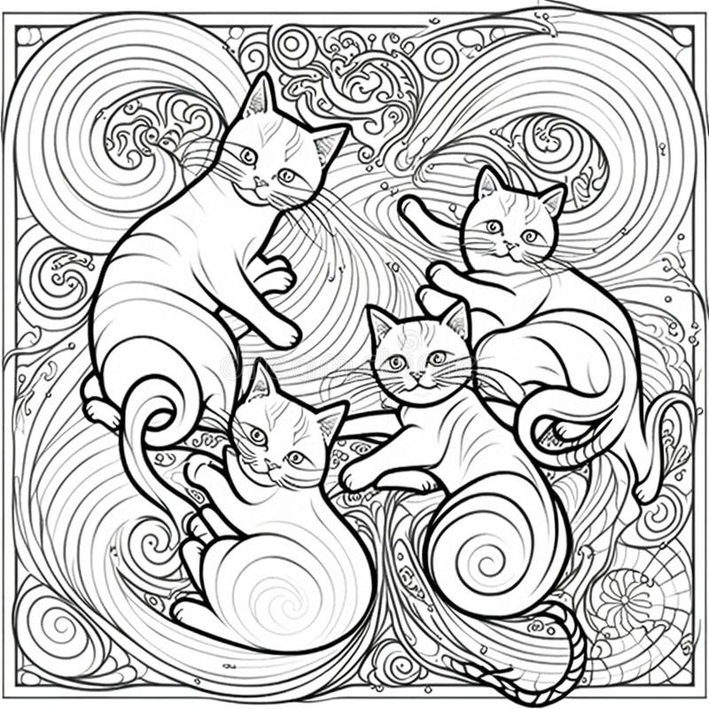 An adorable group of cats vector illustration