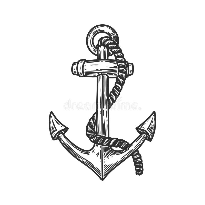 Illustration of the Anchor in Engraving Style. Design Element for ...