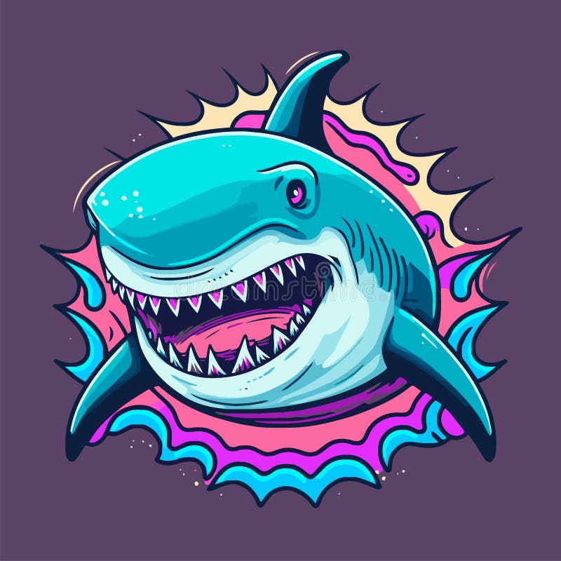 Angry Blue Shark Logo Character Mascot Icon Funny Cartoon Vector Style ...