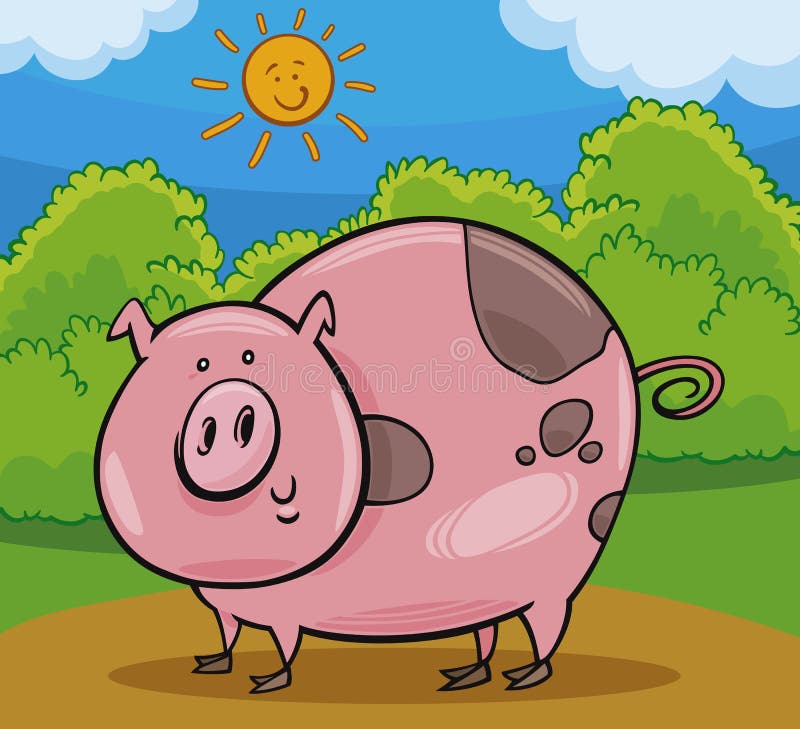 Cartoon Illustration of Happy Pig Farm Livestock Animal. Cartoon Illustration of Happy Pig Farm Livestock Animal