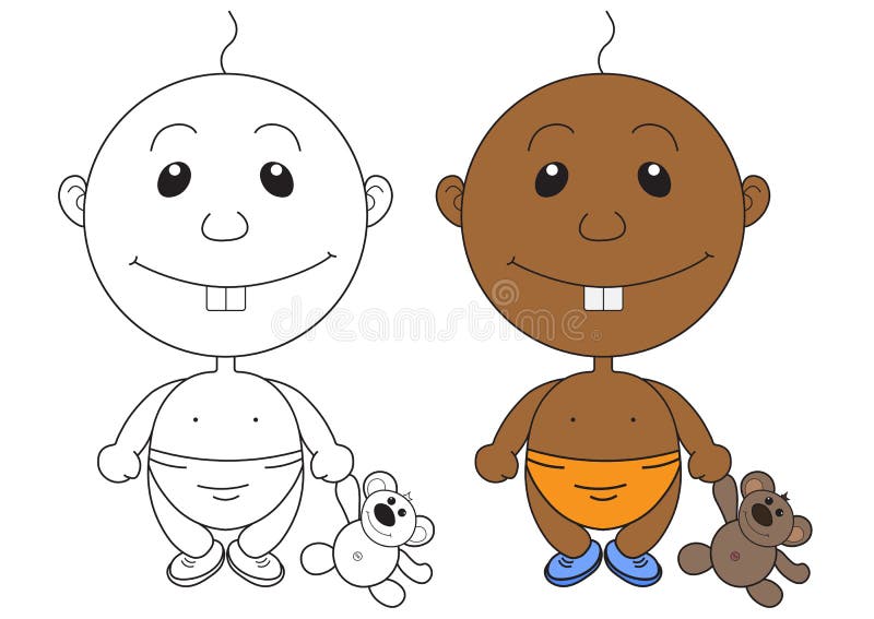 Illustration of the animation pretty boy with a bear toy royalty free illustration