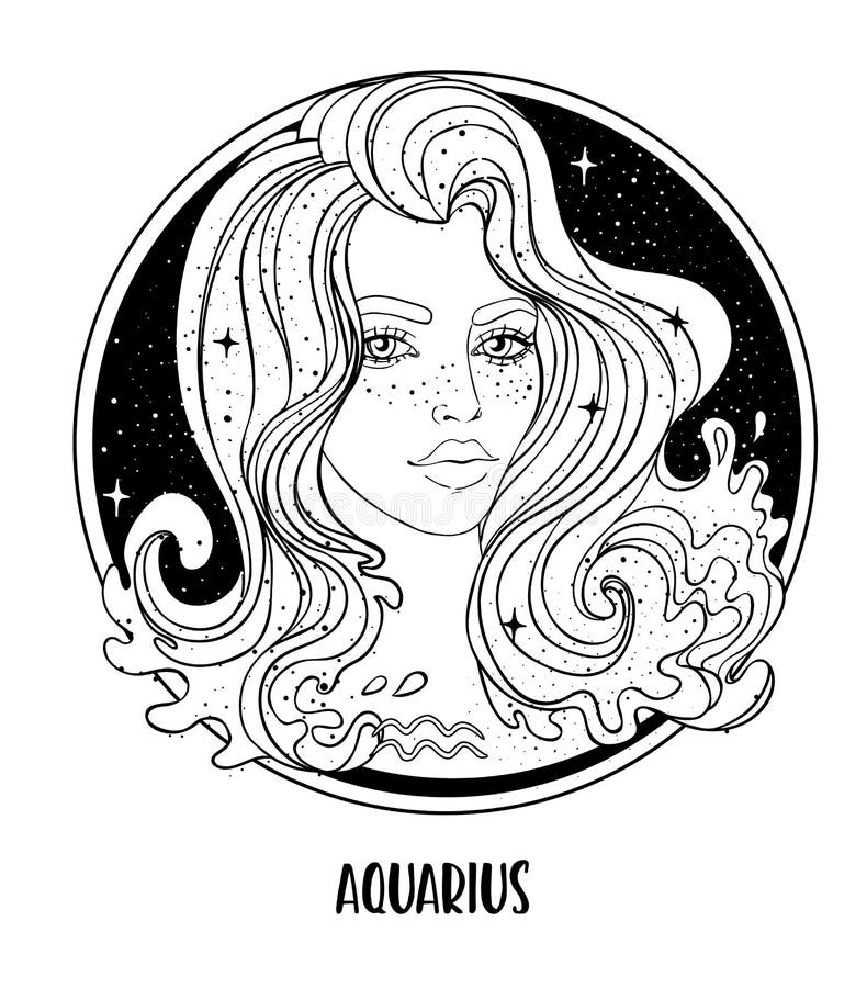 Aquarius Zodiac Sign Coloring Book Vector Stock Vector - Illustration ...