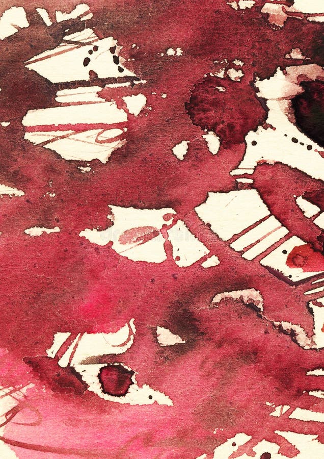 Illustration artistique, tirées par la main verticaux avec l'aquarelle de brosse et de liquide aux nuances rouge foncé sur le fon