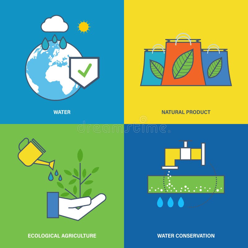 Illustration au sujet de la protection de l'environnement, conservation des ressources naturelles de l'eau illustration stock Illustration au sujet de la protection de l'environnement, conservation des ressources naturelles de l'eau illustration stock