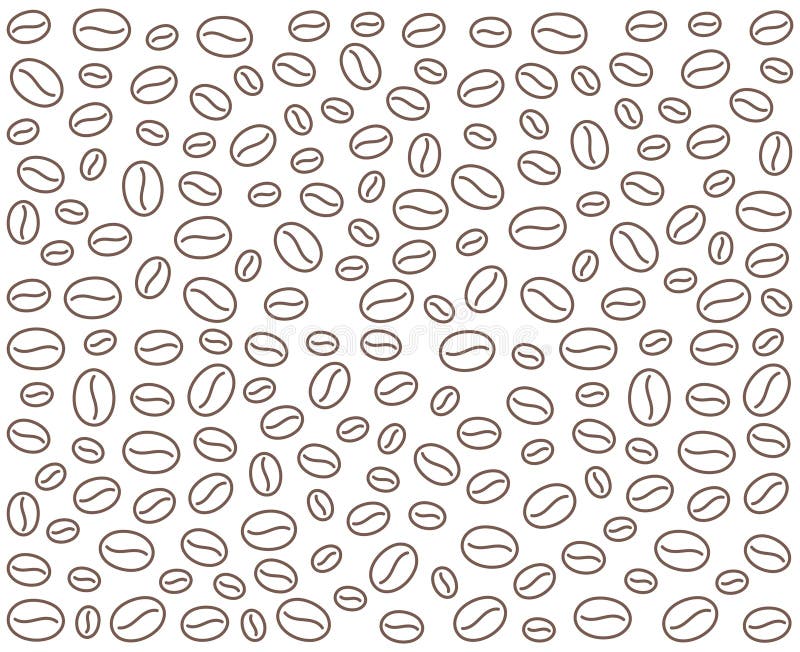 Illustration av bakgrundsmönster för kaffebönor. redigerbar ramlinje. arkivbild