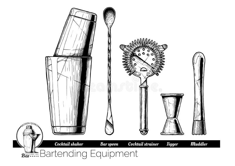 Illustration av bartending utrustning royaltyfri illustrationer Illustration av bartending utrustning royaltyfri illustrationer